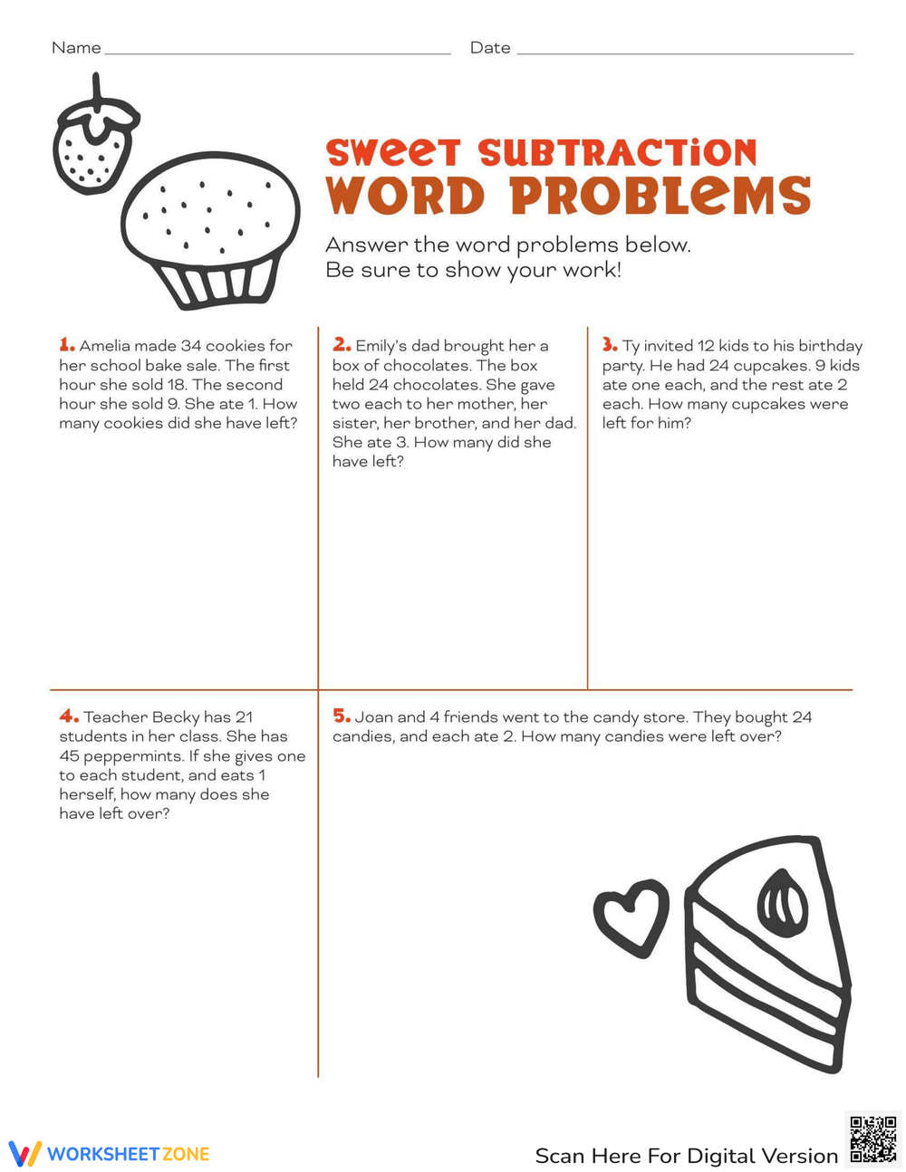 3rd Grade Two-Digit Subtraction Worksheets, image size:1000x1294