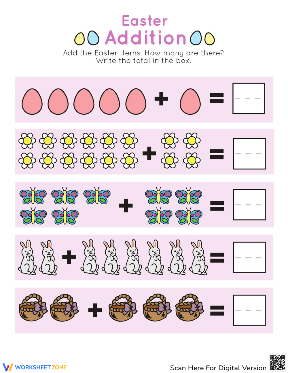 Easter Addition Practice Worksheet