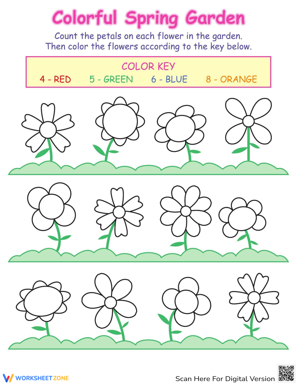 Counting Flowers Worksheet