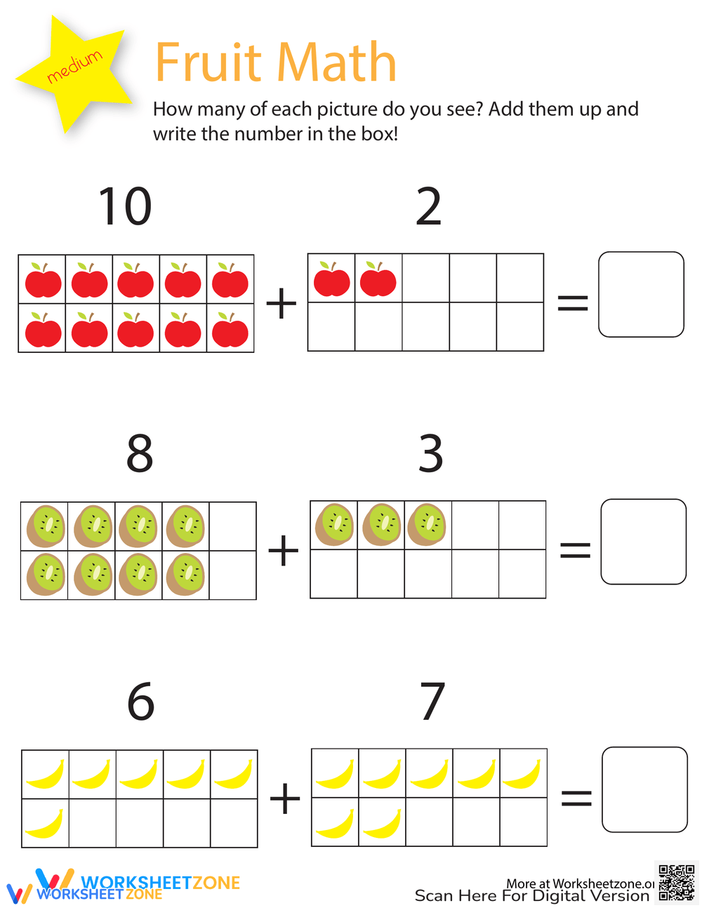 Addition: Fruit Math Worksheet