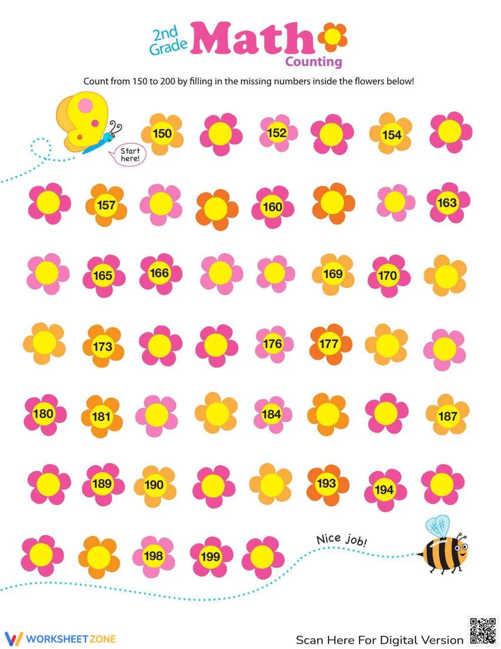 Counting Numbers 150 200 Worksheet Counting Numbers 150 200 Worksheet