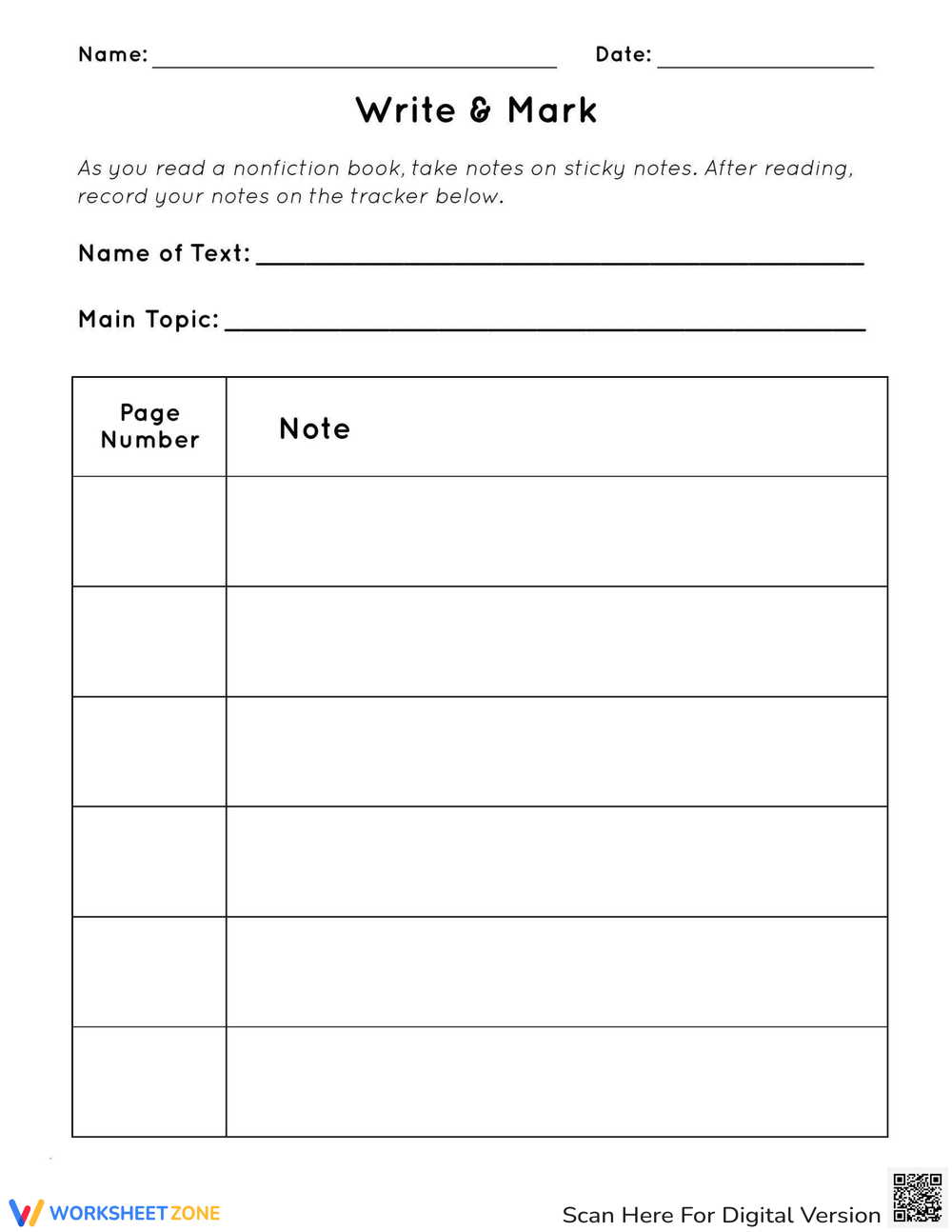 Write & Mark Worksheet