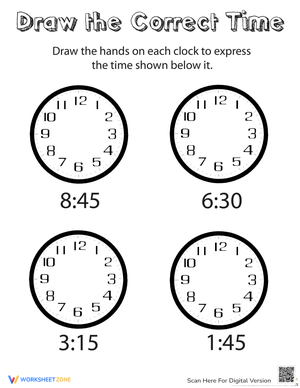 Draw the Time Worksheets