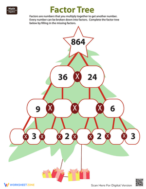 Explore Factor Trees: Prime Factorization Practice Worksheets