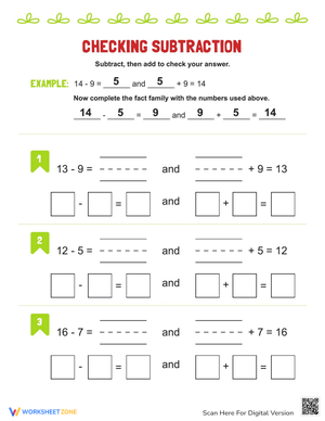 Checking Subtraction: Accuracy Practice Worksheets