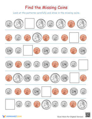 Coin Patterns: Math and Money Skills Worksheets