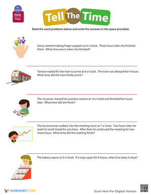 Telling Time Word Problems Worksheets