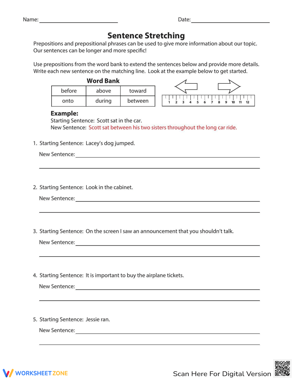 Sentence Stretching Worksheet