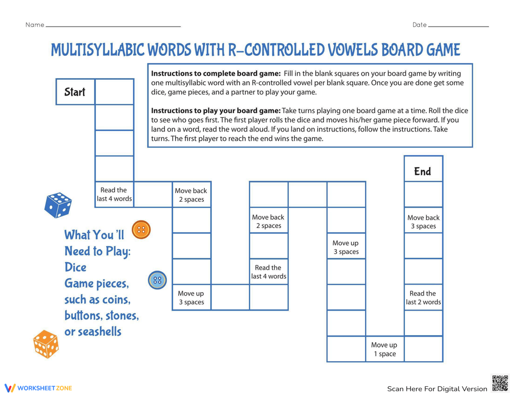 SHARK! R-Controlled Vowel Syllable Multisyllabic Game