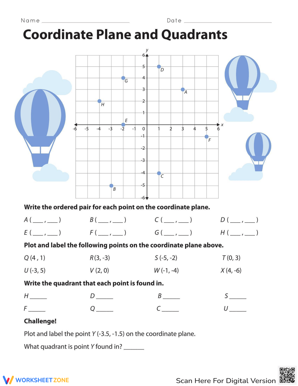 Coordinate Plane And Quadrants Worksheet 3416