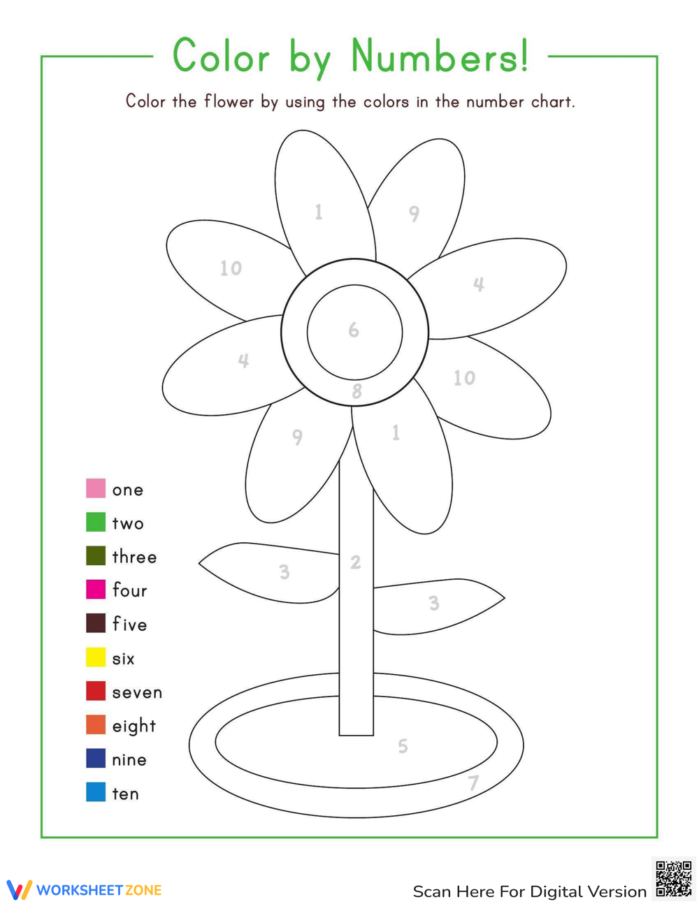 Color By Number Flower Worksheet