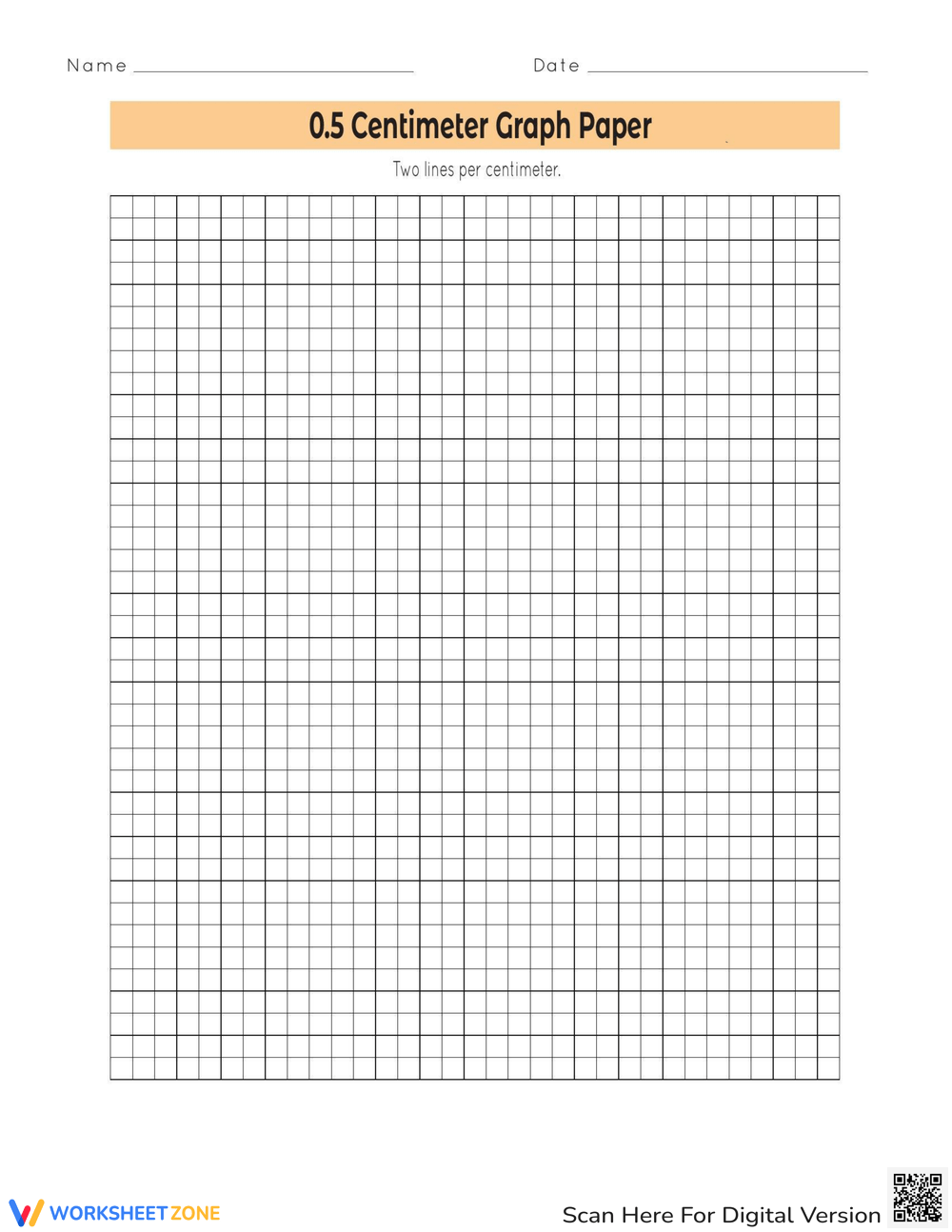 0.5 Centimeter Dot Paper Worksheet for 3rd - 4th Grade