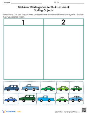 Math Assessment: Sorting Objects Practice Worksheets