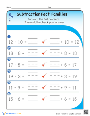 Math Review: Subtraction Checkpoint Worksheets