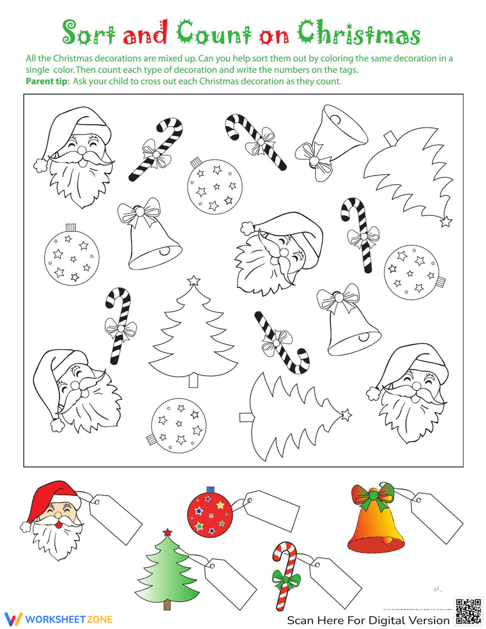 Sort And Count On Christmas Worksheet