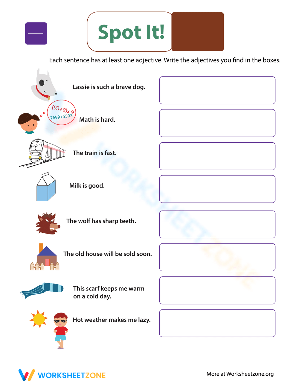 Grammar Identifying Adjectives Worksheet