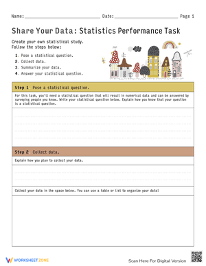 Share Your Data: Statistics Task Worksheets