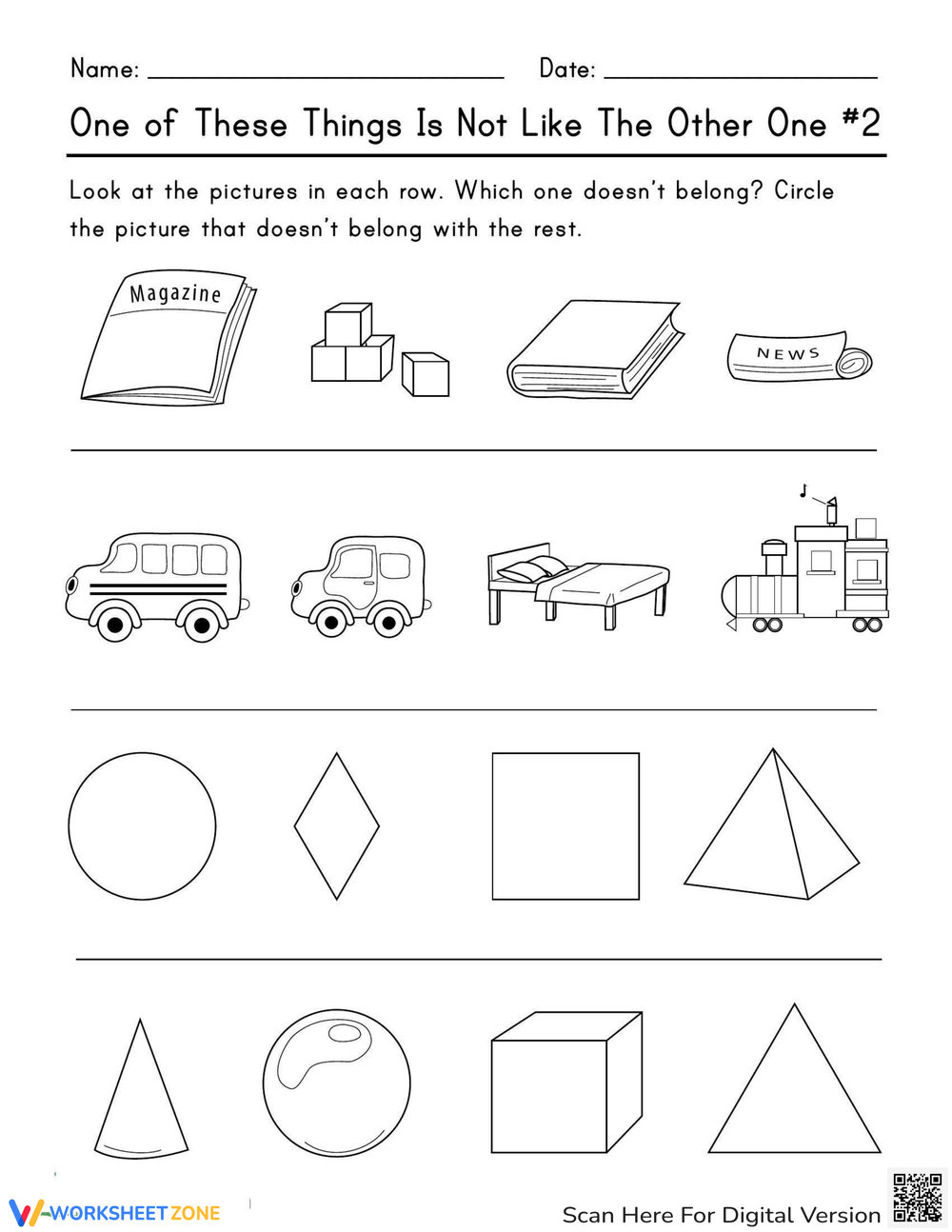 One Of These Things Is Not Like The Other One Part Two Worksheet 1930