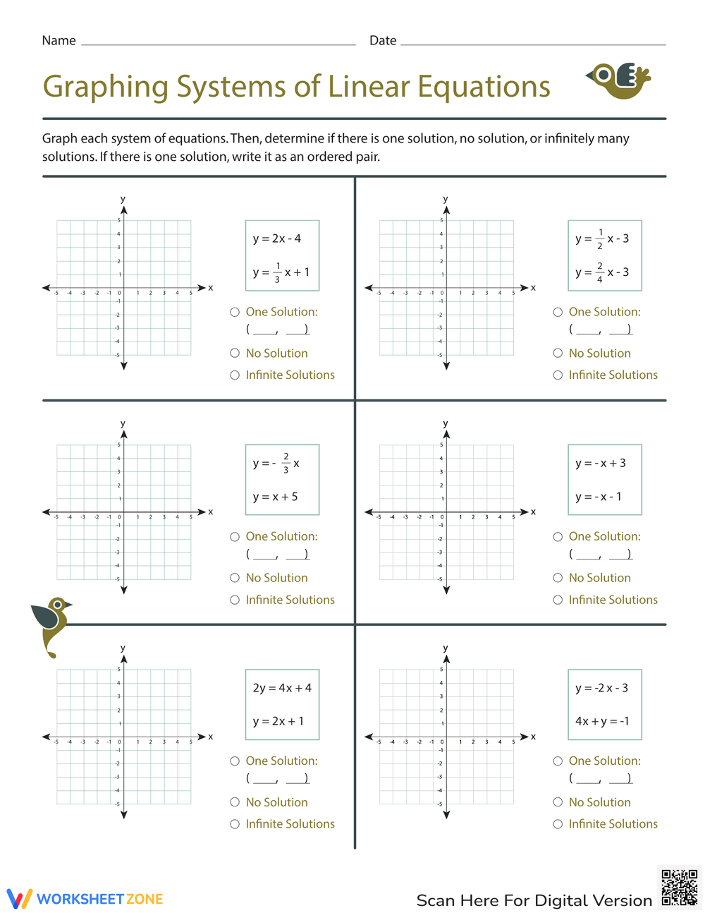 Graphing Systems Of Linear Equations Worksheet