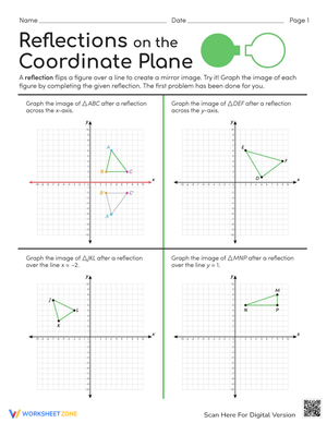Reflections on a Coordinate Plane Worksheets
