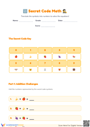 Secret Code Math Worksheet | Printable Grade 2 Aligned