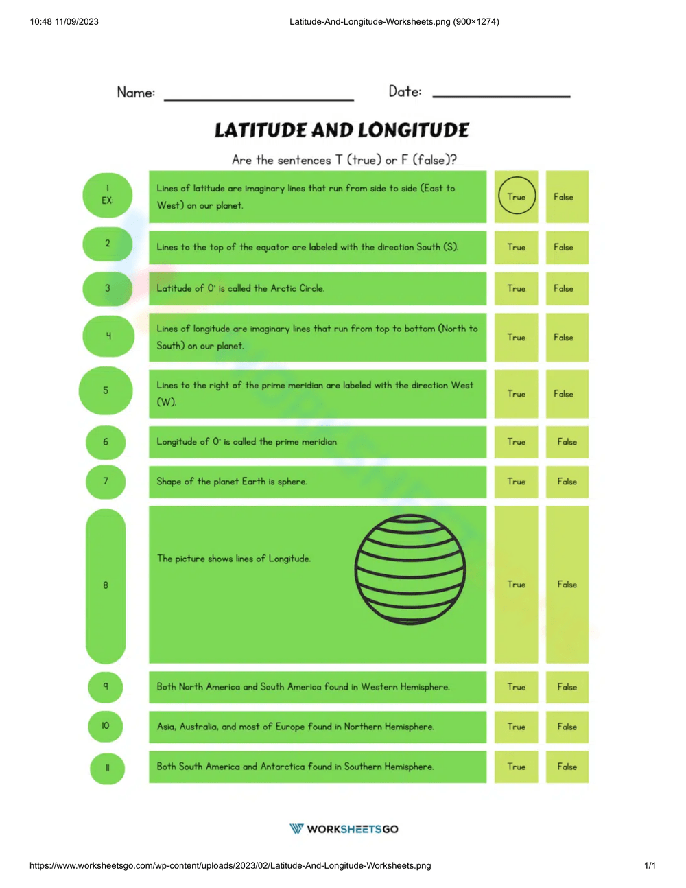 Free Collection Of Latitude And Longitude Worksheets