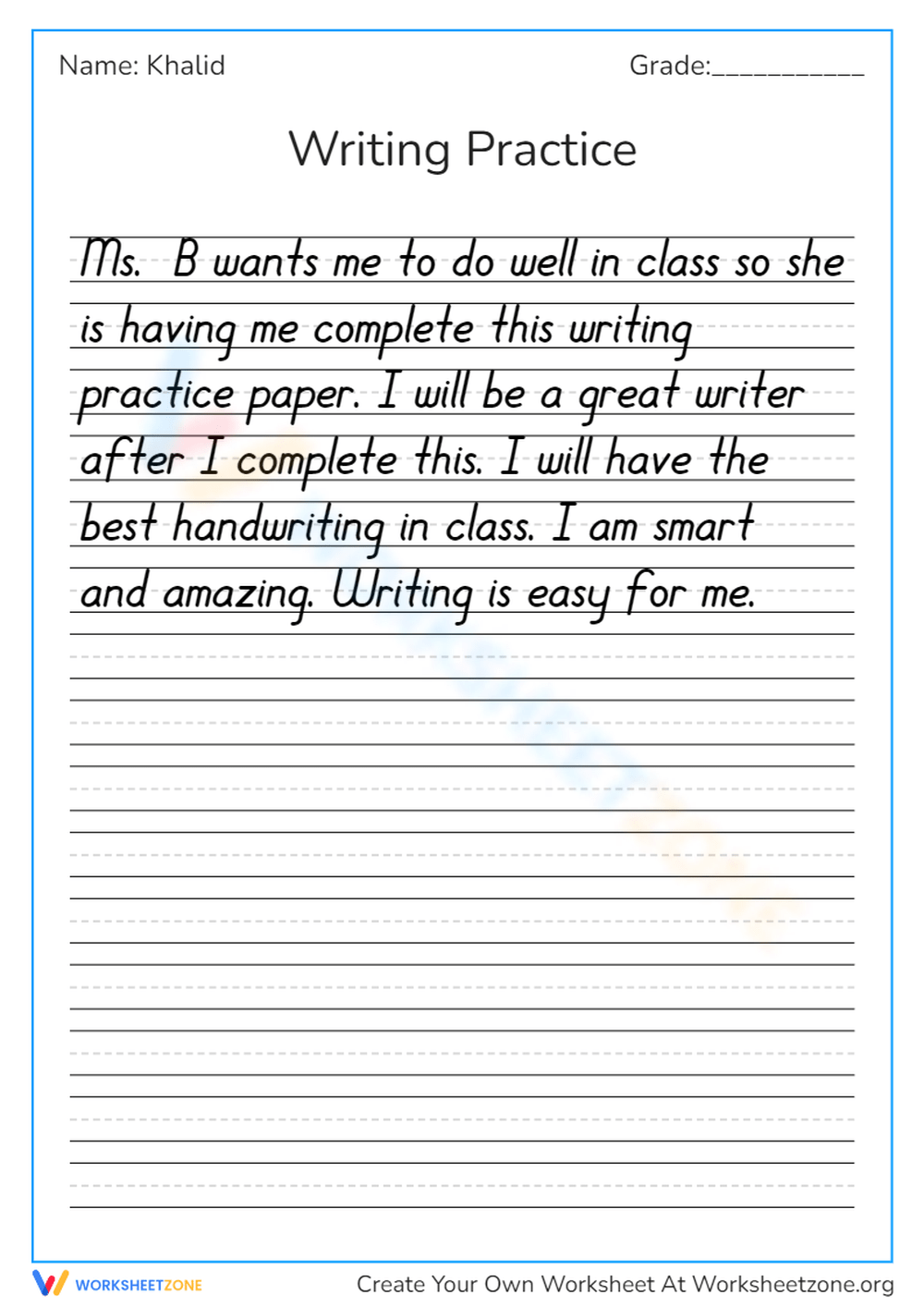 Free Printable Handwriting Paragraph Practice Sheets