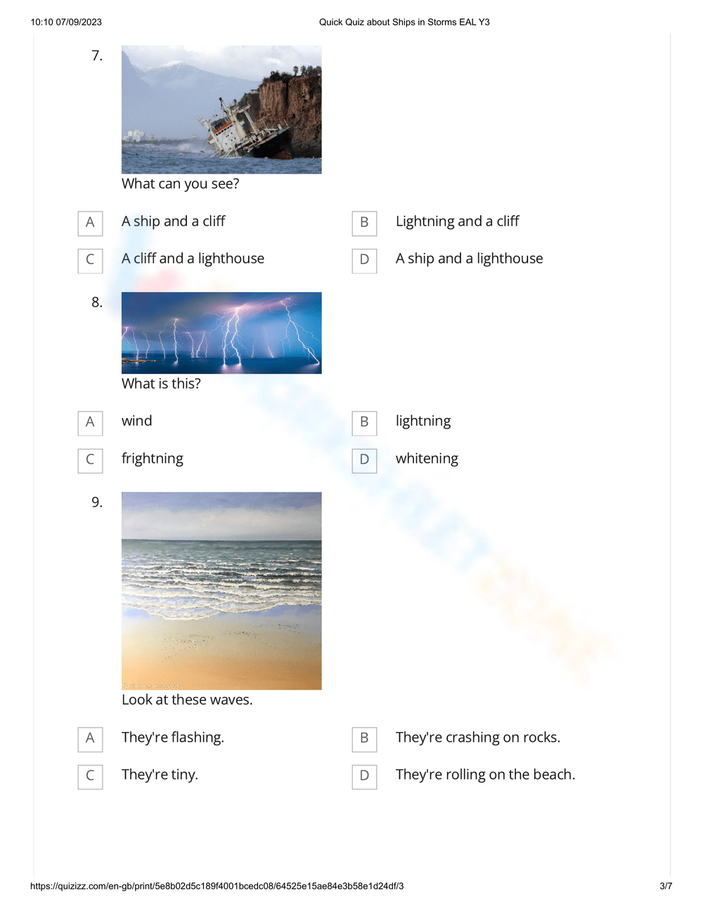 Quick Quiz about Ships in Storms