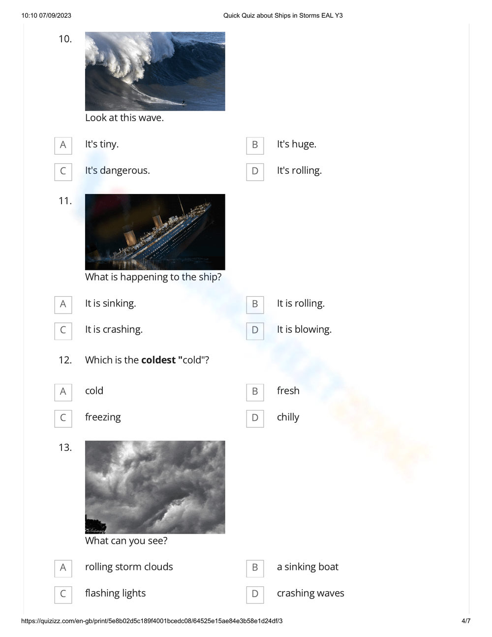 Quick Quiz about Ships in Storms