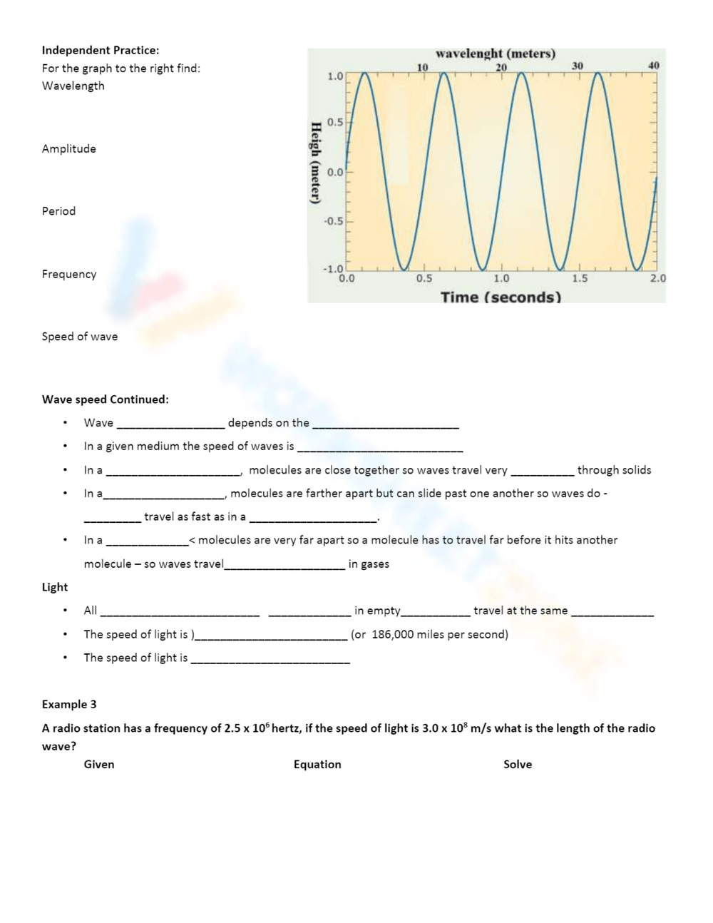 Wave Calculations Guided Notes