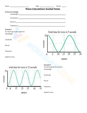 Guided Notes on Wave Calculations Worksheets