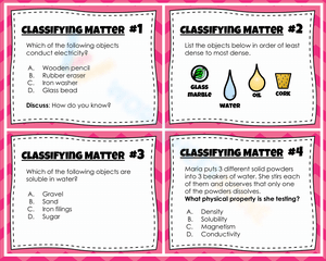 Task Cards for Classifying Matter in Science Worksheets