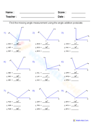 Angle Postulate Geometry Worksheet