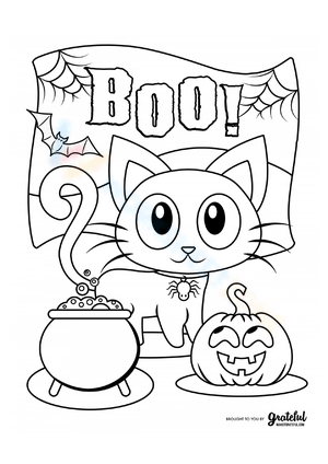 Halloween Coloring Boo Kitty