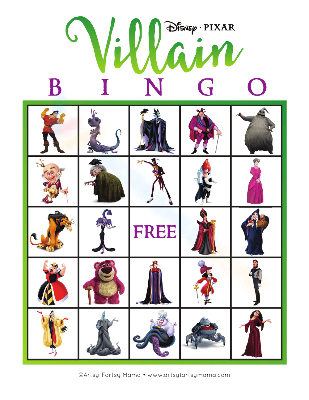 Disney Villain Bingo Card