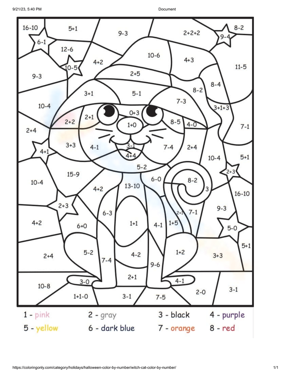 10 Halloween Color by Number Printable Worksheets FREE —