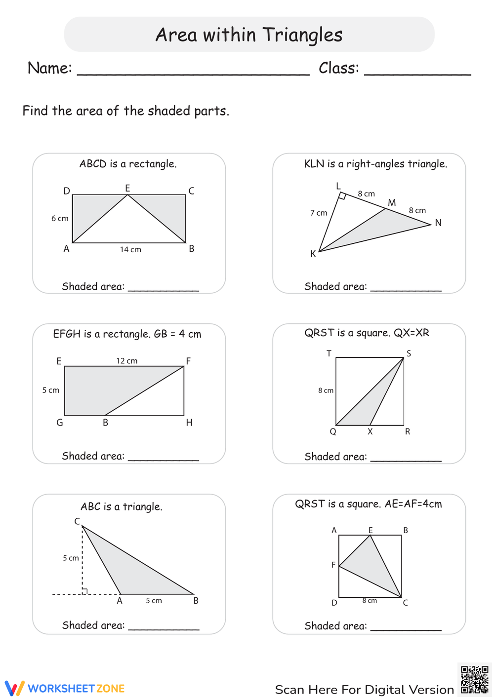 Area Of Triangle Worksheets Grade 7 8th Grade Math Worksheets For