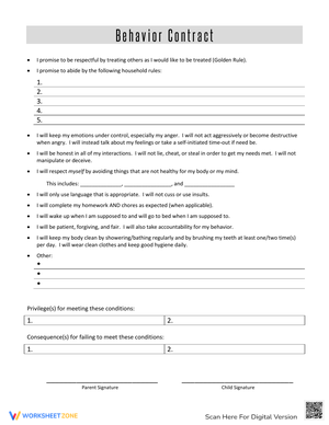 Creating a Behavior Contract: Worksheet for Positive Change