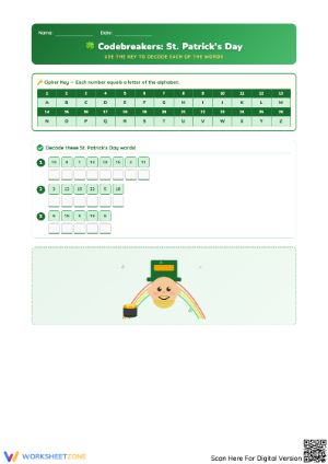 St. Patrick's Day Codebreakers Worksheet