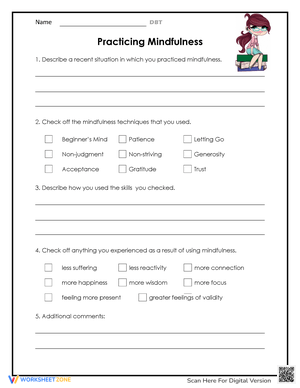 Printable Mindfulness Worksheet | Grade 6-8 Ready