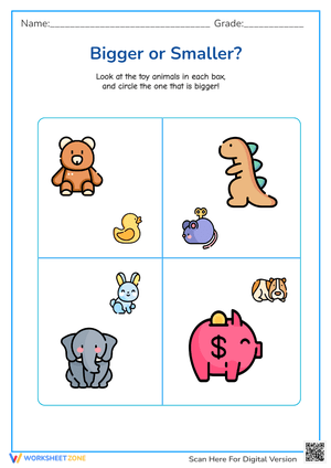 Big and Small Worksheet: Animals