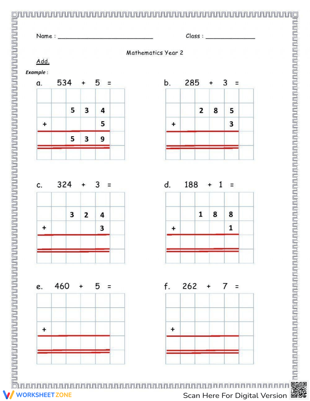 Math: Addition Worksheet For Year 2