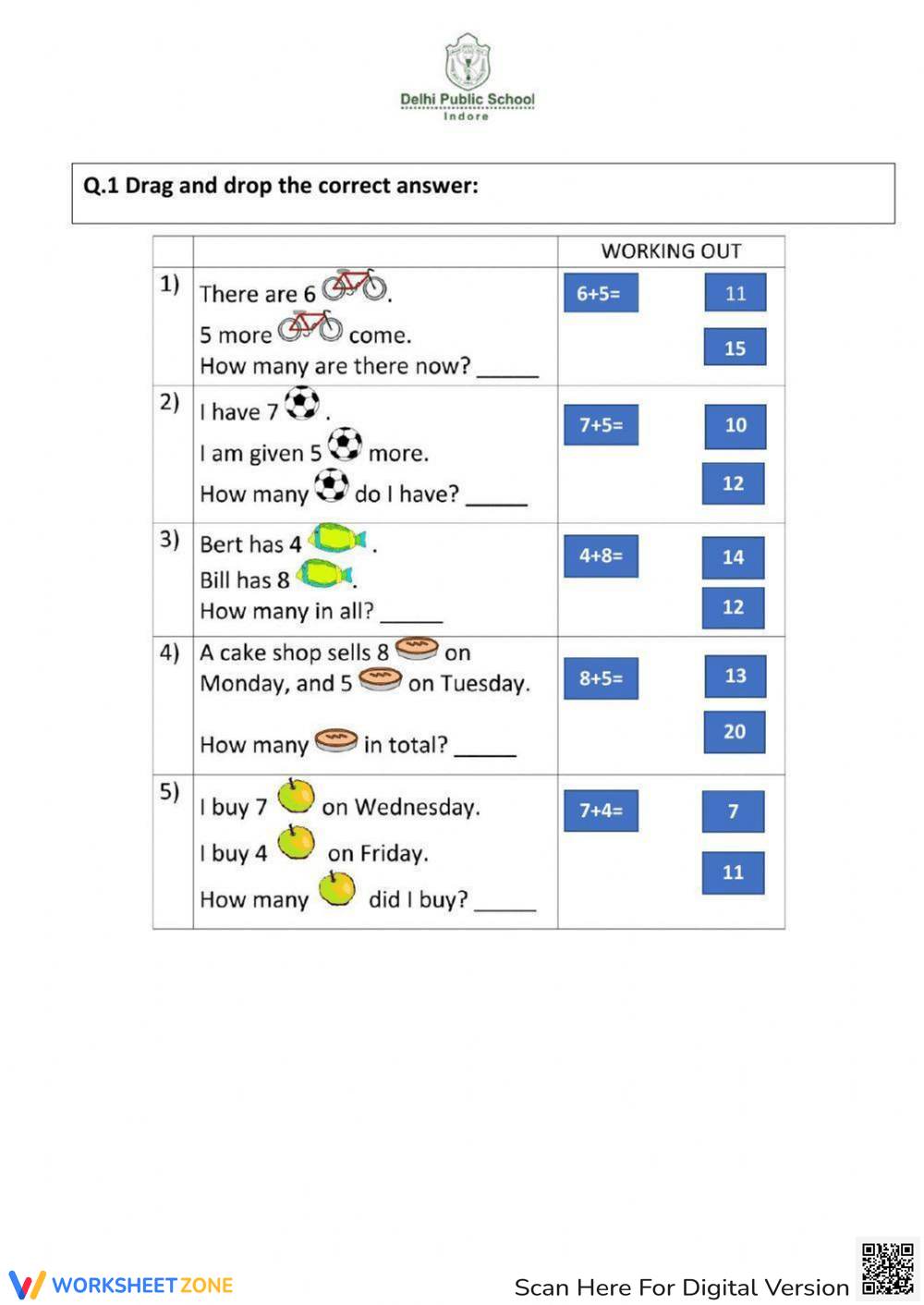 Maths Addition Liveworksheet