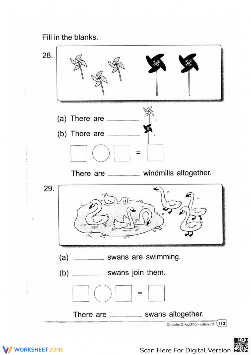 Addition Within 10 With Pictures Worksheet