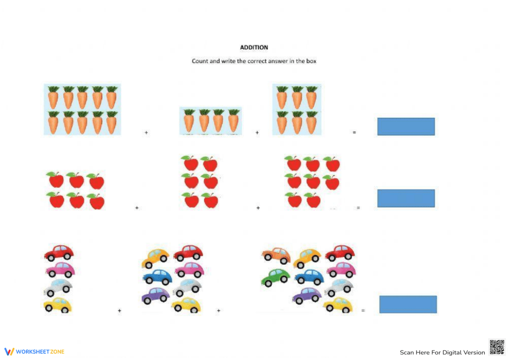 Adding with objects worksheet