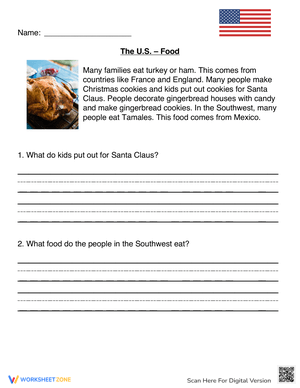 Food - Reading Comprehension Worksheet