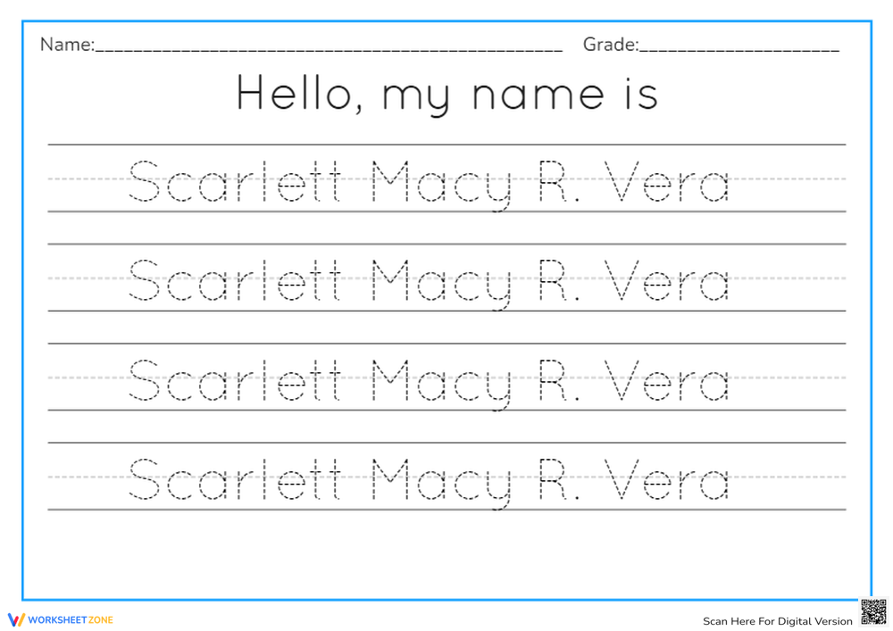 Trace Name Worksheet