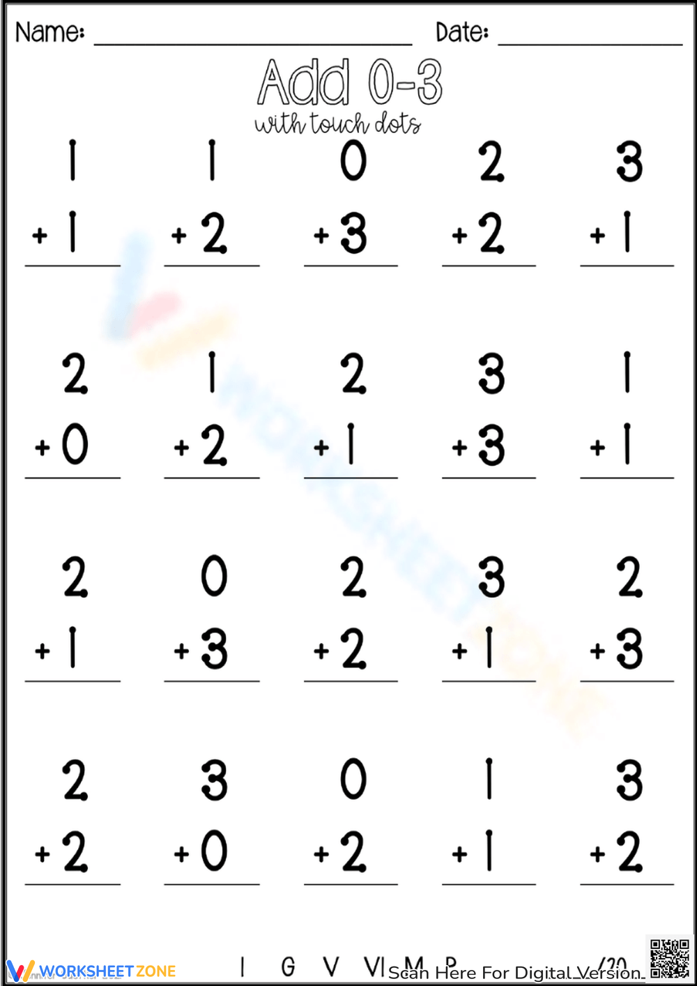Vertical Touch Dot Math Worksheet Vertical touch dot math worksheet