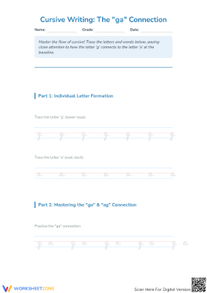 Cursive Writing Practice: Ga Worksheets