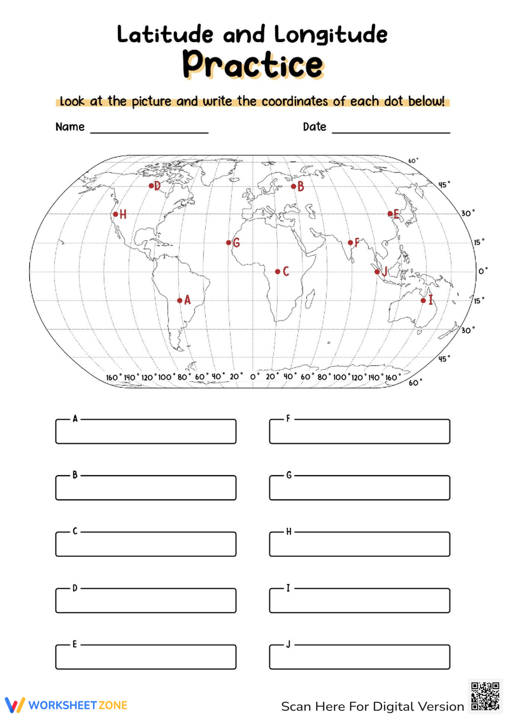 Latitude And Longitude Practice Worksheet 0598